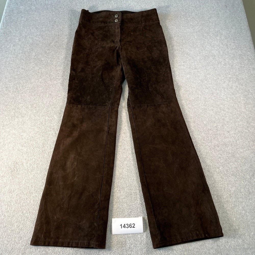 Vintage Skotts Suede Leather Pants Womens 6 Brown Classic Fit High Waist Flared
